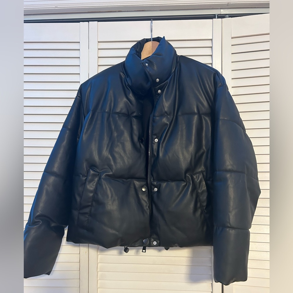 Zara Faux leather puffer jacket